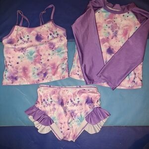 Purple and Pink Tie-Dye Swimsuit Set
